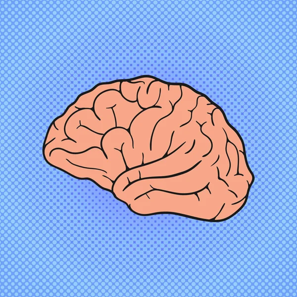 Komisches Menschliches Gehirn Pop Art Vektor Illustration — Stockvektor