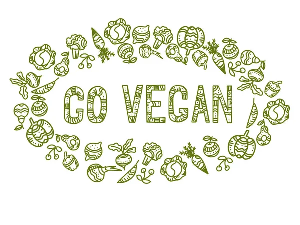 Frase Ornata Disegnata Mano Vegan Illustrazione Vettoriale — Vettoriale Stock