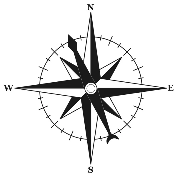 Sinal Simples Bússola Isolada Sobre Fundo Branco Ilustração Vetorial — Vetor de Stock