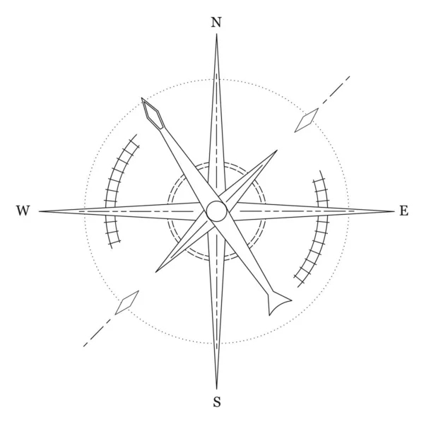 Enkel Tecken Kompass Isolerad Vit Bakgrund Vektorillustration — Stock vektor