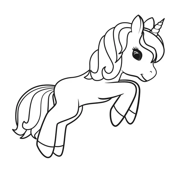 Carino Cartone Animato Unicorno Isolato Sfondo Bianco Illustrazione Vettoriale Libri — Vettoriale Stock