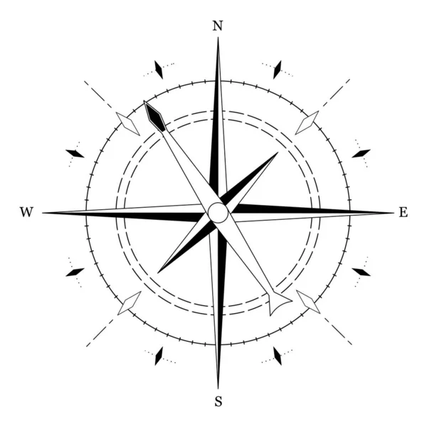 Enkel Tecken Kompass Isolerad Vit Bakgrund Vektorillustration — Stock vektor