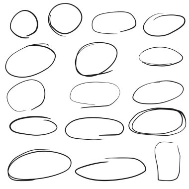 Çember çizgisi çizimleri koleksiyonu. Vektör illüstrasyonu