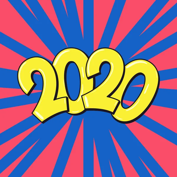 2021 Happy New Year Comic Text Pop Art Vintage Vector — Stock Vector