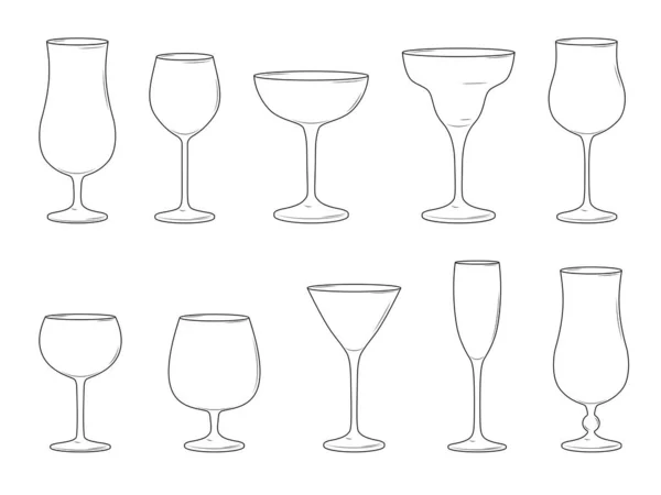 白を基調とした様々なカクテルグラス — ストックベクタ