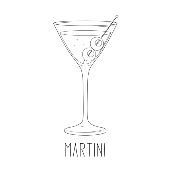 Cocktail alcolico - martini all'oliva — Vettoriale Stock