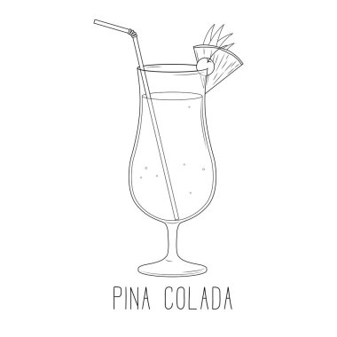 Alkolik kokteyl - Beyaz arka planda izole edilmiş pina colada
