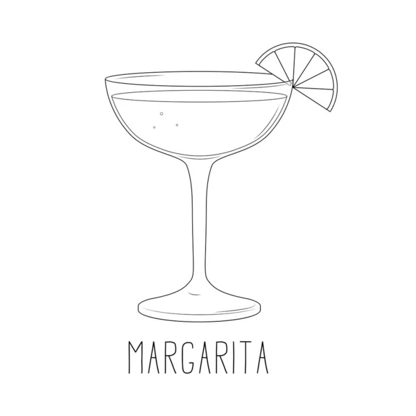 Alcoholische cocktail - margarita met limoen — Stockvector