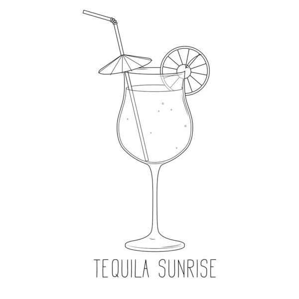 Coquetel alcoólico - nascer do sol de tequila — Vetor de Stock
