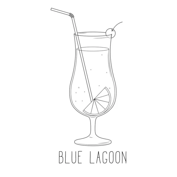 Alkoholischer Cocktail - blaue Lagune isoliert auf weißem Hintergrund — Stockvektor