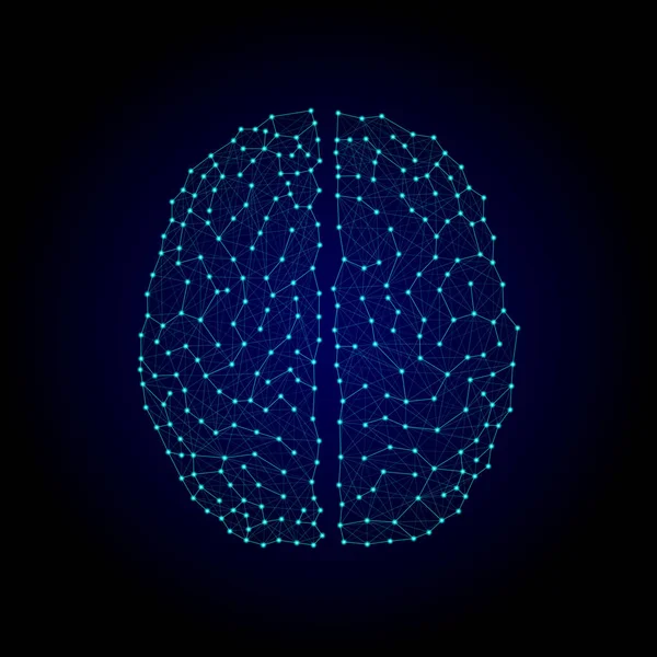 Концепция человеческого мозга из светящихся точек и линий . — стоковый вектор
