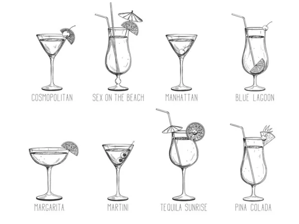 Collection de cocktails alcoolisés — Image vectorielle