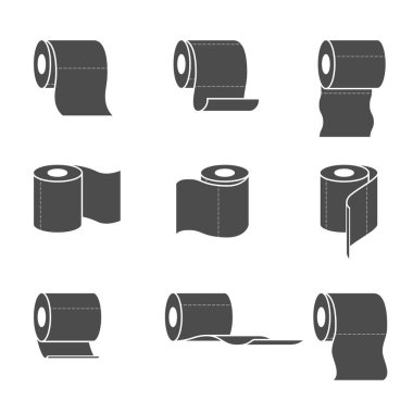 Tuvalet kağıdı rulo ikonları koleksiyonu. Vektör illüstrasyonu