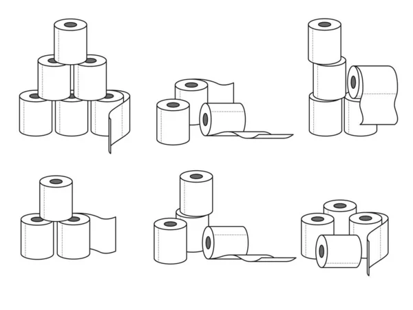 Zbiór różnych grup zwojów papieru toaletowego — Wektor stockowy