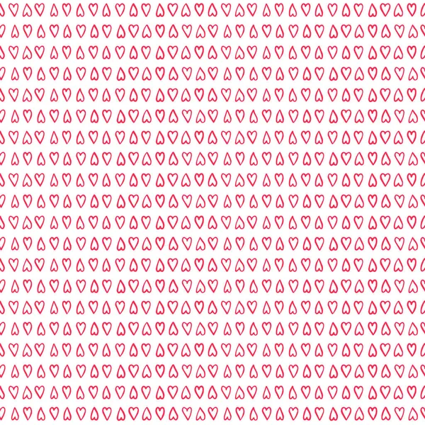 Eenvoudig met de hand getekend patroon met rode harten. Vectorillustratie — Stockvector