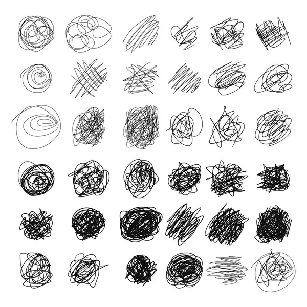 Set of hand drawn scribble line shapes. Vector illustration — Stock Vector