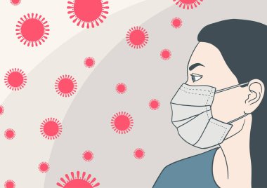 Tıbbi maskeli bir kız. Coronavirus önleme kavramı