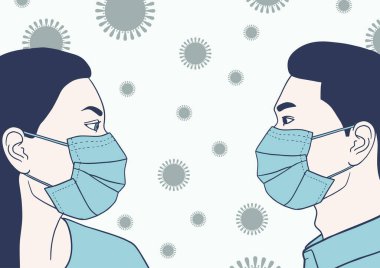 Tıbbi maskeli kadın ve erkek. Coronavirus önleme kavramı.