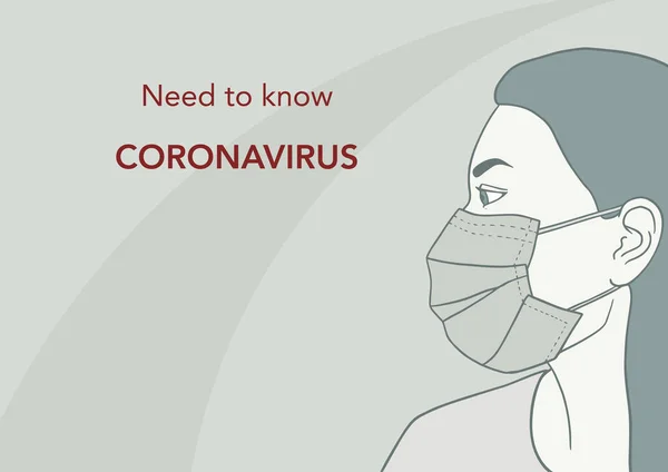 Девушка в медицинской маске. Концепция коронавируса — стоковый вектор