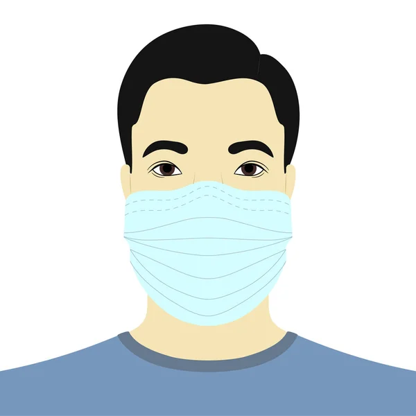 Asiatischer Mann in medizinischer Maske isoliert auf weißem Hintergrund — Stockvektor