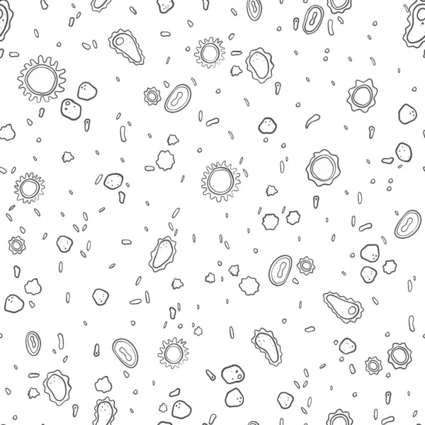 Бесшовный рисунок с вирусами и бактериями. Векторная иллюстрация — стоковый вектор