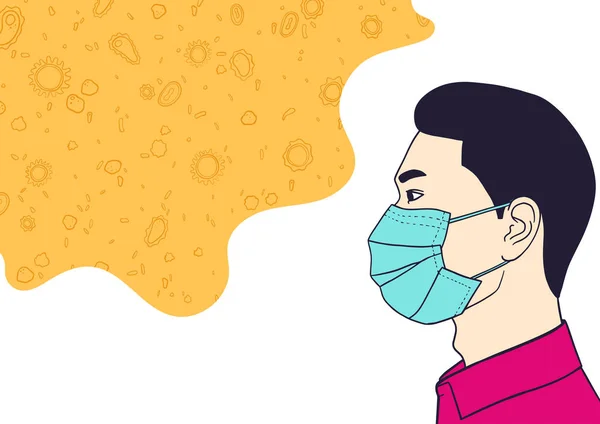 Homem com máscara médica. Conceito de prevenção do coronavírus —  Vetores de Stock