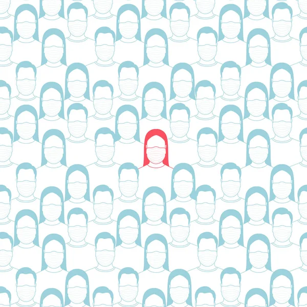 The concept of an infected person in a crowd. Seamless pattern. — 스톡 벡터