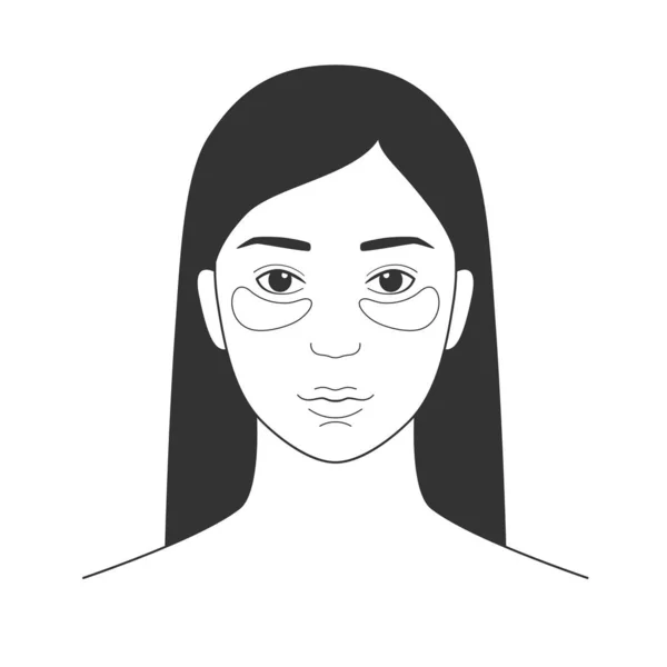 Портрет Молодой Девушки Косметическими Пятнами Глазами Векторная Иллюстрация — стоковый вектор