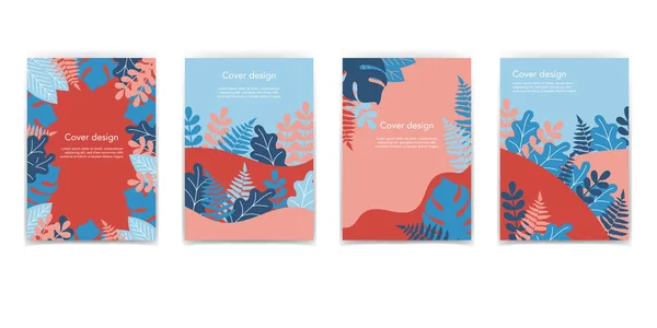 Coleção Modelos Design Brochura Abstrata Com Folhas Design Livros Branco — Vetor de Stock