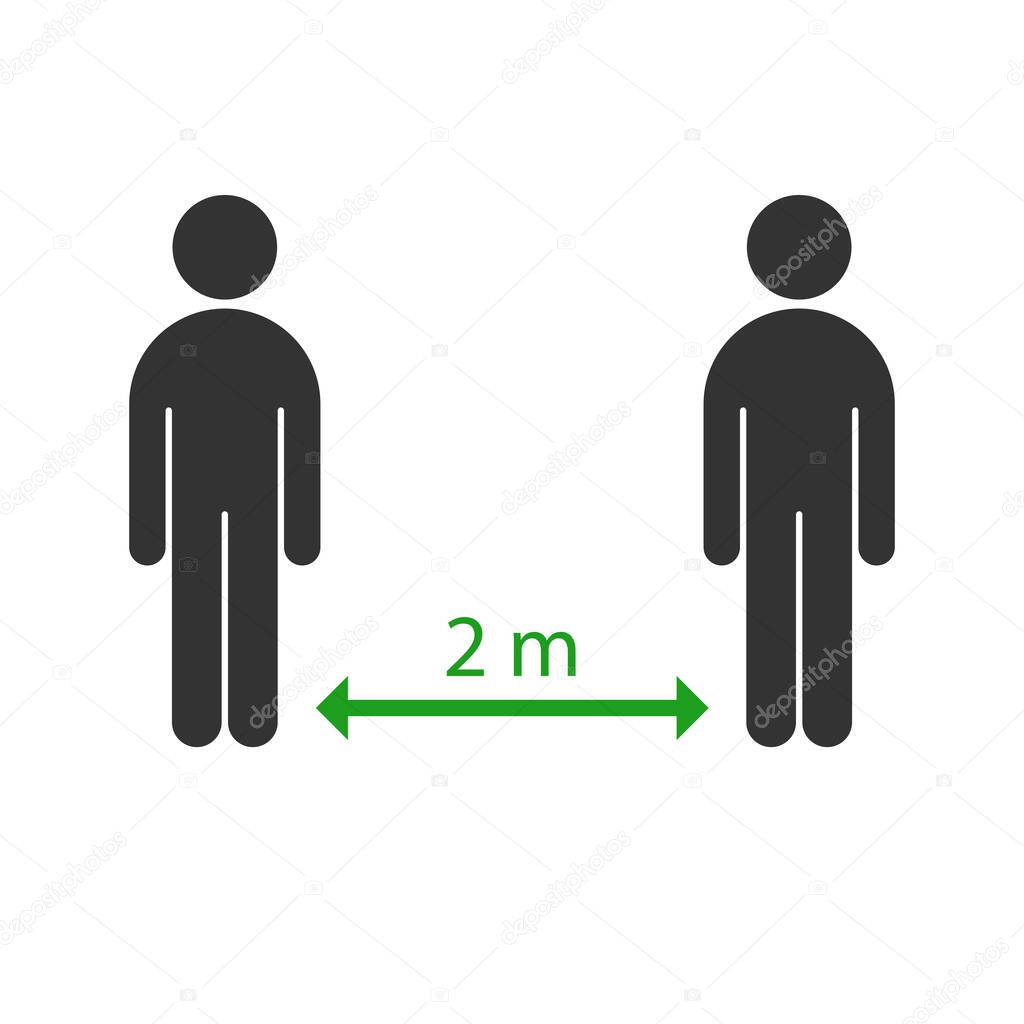 Symbol of keeping distance between people. Vector illustration