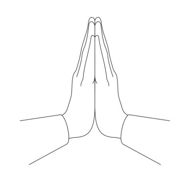Mudra Namaste. Eller hoş geldin jesti olarak katlandı. Vektör illüstrasyonu