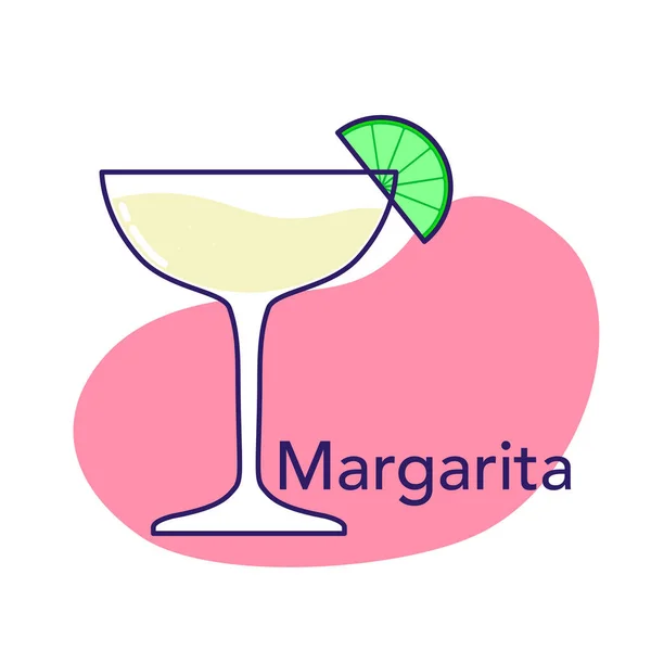 Alcoholische Cocktail Margarita Met Kalk Geïsoleerd Witte Achtergrond Vectorillustratie — Stockvector