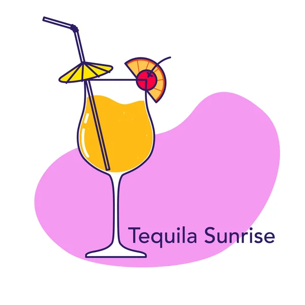 Coquetel Alcoólico Nascer Sol Tequila Isolado Fundo Branco Ilustração Vetorial —  Vetores de Stock