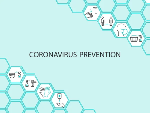 Antecedentes Prevención Del Coronavirus Uso Una Máscara Médica Guantes Lavarse — Vector de stock