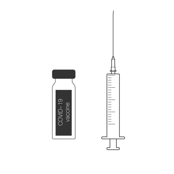 注射器和头孢病毒疫苗 Covid 19疫苗接种 在白色背景上孤立的向量图 — 图库矢量图片