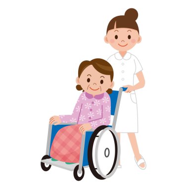 hastanın yanında bir hemşire hastane koğuşunda tekerlekli