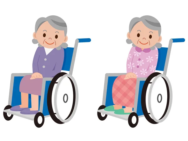 Portrét starší ženy na vozíku — Stockový vektor