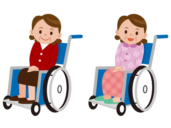 Ritratto di donna anziana in sedia a rotelle — Vettoriale Stock