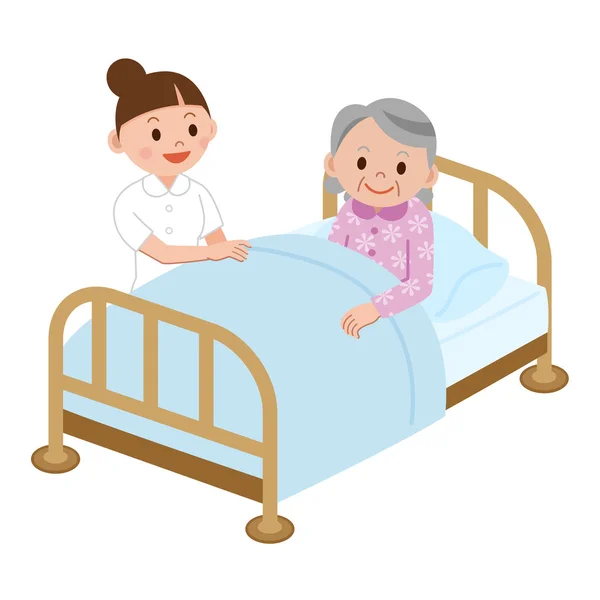 Enfermera y mujer mayor — Vector de stock