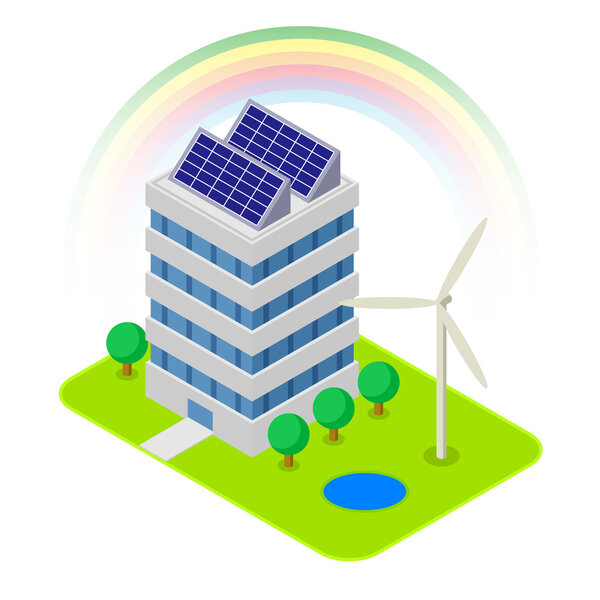 Eco Building isolated 3D concept