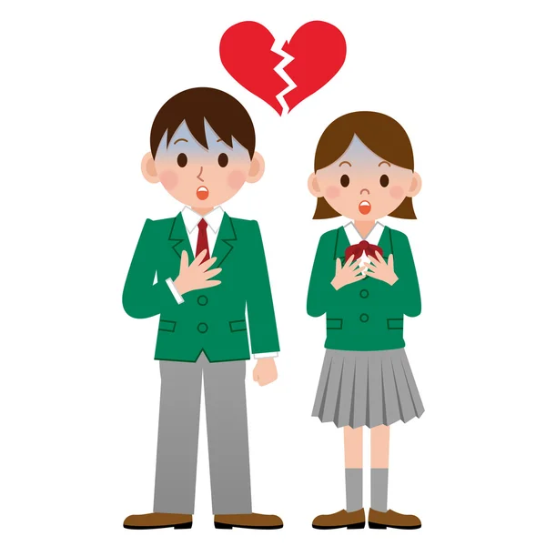 Students who have a broken heart — Stock Vector
