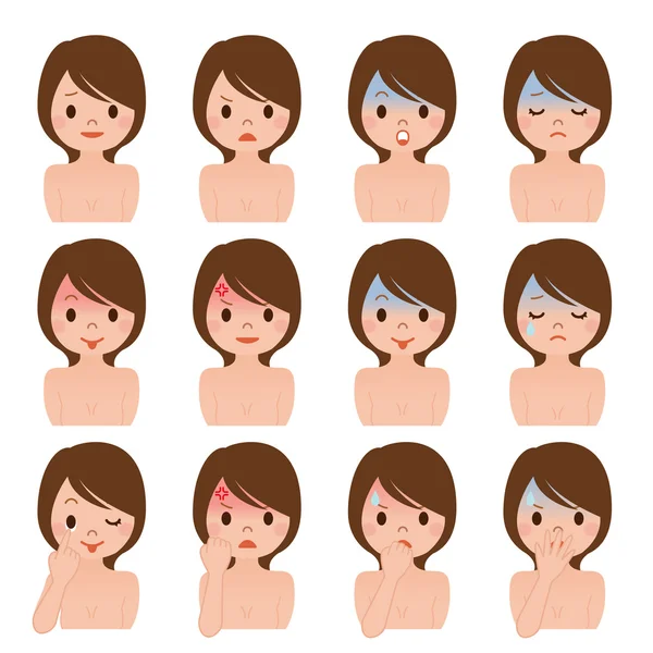 Expression de femmes multiples — Image vectorielle