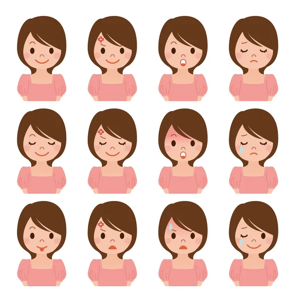 Expression de femmes multiples — Image vectorielle