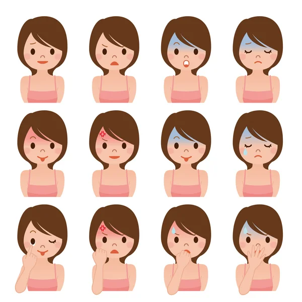 Expression of multiple women — Stock Vector
