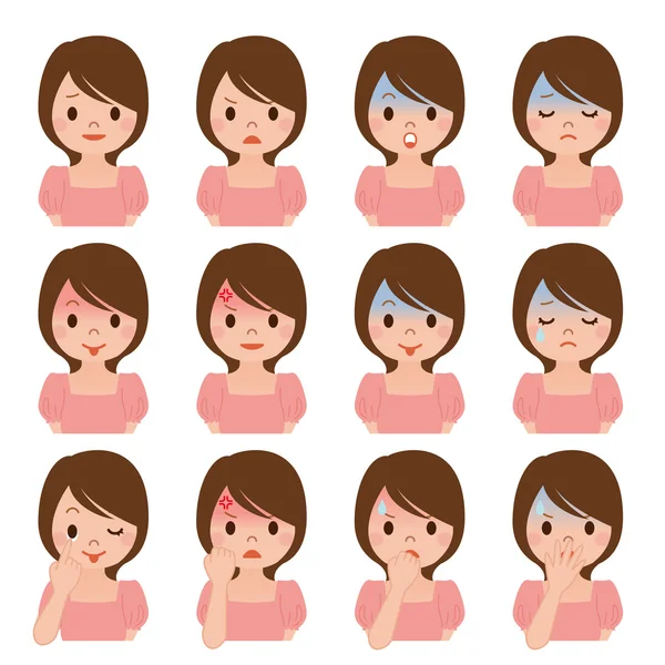 Expression de femmes multiples — Image vectorielle