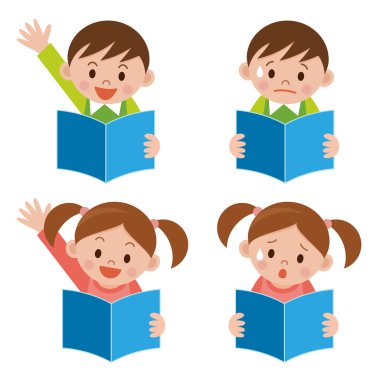Child to read the textbook clipart