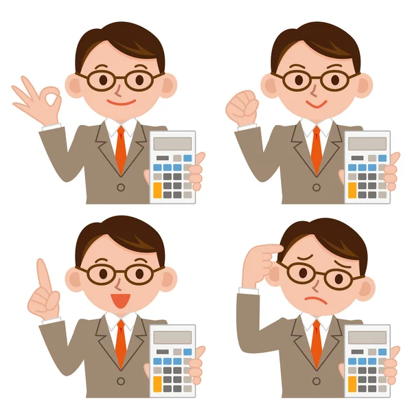 Biznesmen z kalkulatorem — Wektor stockowy