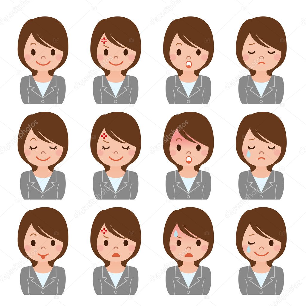 Businesswoman expression of multiple