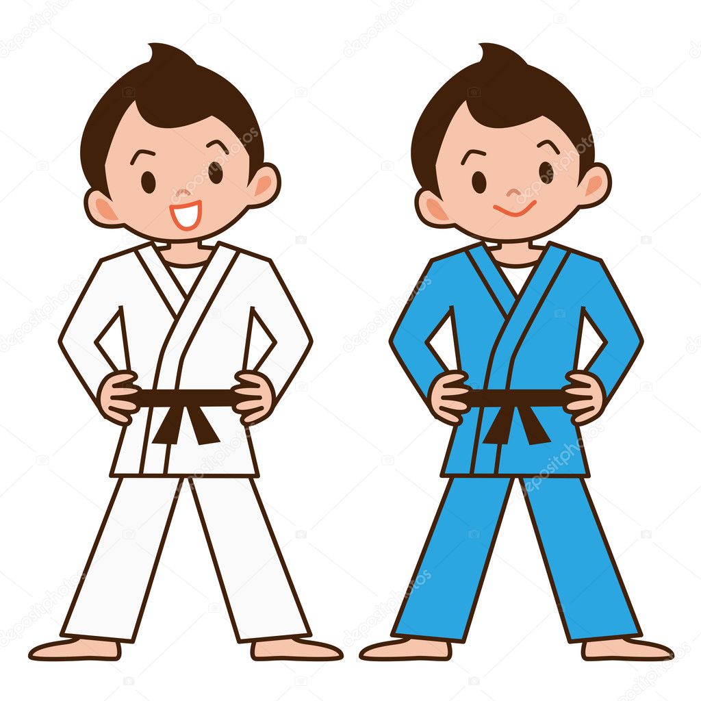 Dibujos: animados de judo | Boy a judo — Vector de stock ...