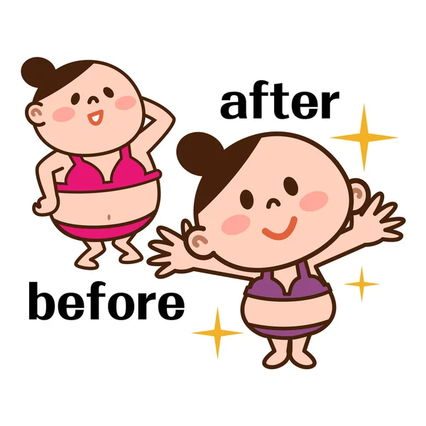 Antes y después de la dieta — Vector de stock